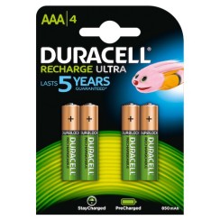 4 Batterie Ministilo AAA Ricaricabili 900mAh Ultra NiMH Duracell